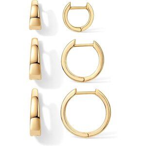 Elegant 3-Pack Small Gold Hoop Earrings - Perfect Everyday Accessory Set